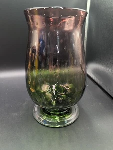 Vintage Italian Empoli Style Bullicante Vase 1960s 70s Amethyst  Green Optic - Picture 1 of 8