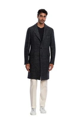 $2150 BOGLIOLI MILANO Single Braested Blue Coat K.Jacket TWEED Wool Herringbone  - Image 1 of 4