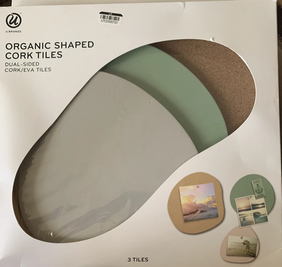 UBrands Organic Shaped Cork Tiles Dual-Sided Cork/Eva Tiles NIB - Image 1 of 1