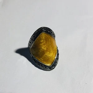 Anello moda stile ambra baltico/miele placcato argento misura 7,75 - Foto 1 di 7