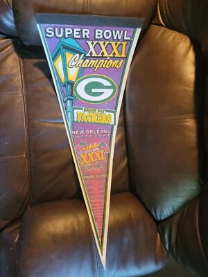 Banderín campeón del Super Bowl XXXI 1997 de colección Green Bay Packers  Foto 1 de 4