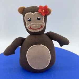 Affe Stofftier Spielzeug bestickt rote Blume im Ohr Plüsch - Bild 1 von 6