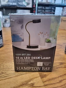 (1) New Hampton Bay 15” LEDDesk Lamp, Black & Gold, On/Off Touch Control Base - Picture 1 of 8