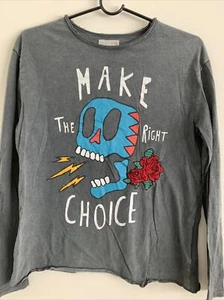 Zara Boys Grey “Make the Right Choice” Long Sleeve Shirt Size 11/12  - Picture 1 of 5