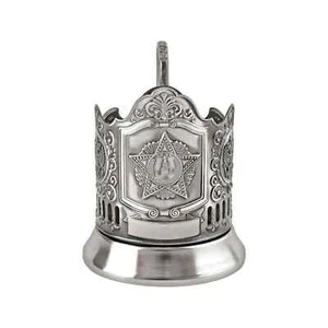 Russia Coat of Arms Glass Holder Podstakannik Nickel Plated Подстаканник Герб РФ - Picture 1 of 6