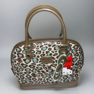 Loungefly Sanrio Hello Kitty Beige and Blue Leopard Patent Purse Satchel - Picture 1 of 18
