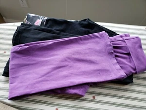 Circo 2 Pairs Girls Black Purple Casual Pants Size 8 - Picture 1 of 7