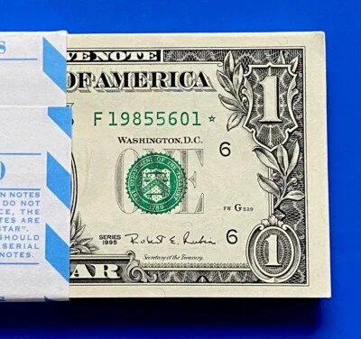1995 STAR NOTE $1 Dollar Bill ( ATLANTA F ) Uncirculated - Image 1 of 3