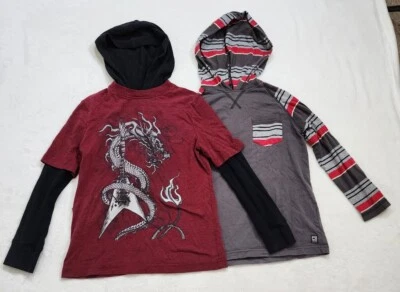 Boy's 2 Long Sleeve Hoodie Shirts S Foto 1 de 4