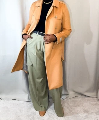 Gianni Feraud Femme Military Belted Gold Crested Buttons Coat RRP£295 E17HBQ9 - Image 1 of 4