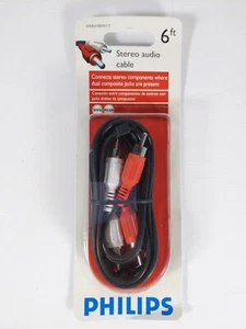 Philips 6 pies estéreo RCA macho a RCA macho cable de entrada de audio MP3 CD cinta sintonizador conector - Imagen 1 de 2