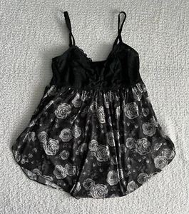 Torrid Curve Chemise Babydoll Women’s Sz 0 Standard L 12 Black Roses Lace Sheer - Picture 1 of 14