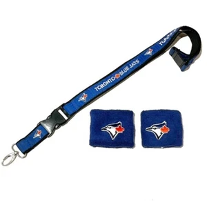 Toronto Blue Jays Baseball Lanyard and Sweat Bands Royal Blue MLB Bird Logo Leaf - Foto 1 di 20