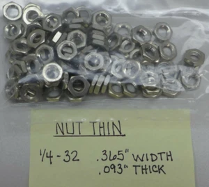 (100) Nut 1/4-32 .365" W .093" T Non-Magnetic - Picture 1 of 2