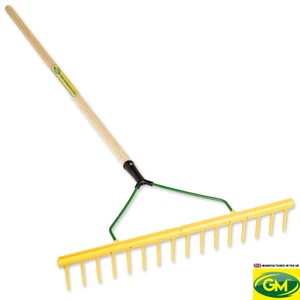 GroundMaster 16-Tine Polyproylene Rake - 60" Hardwood Shaft Durable Garden Tool - Picture 1 of 2