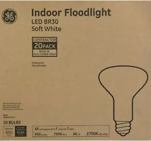 20 GE 65-Watt BR30 Soft White LED Floodlight Bulbs - 650 Lumens - Picture 1 of 3