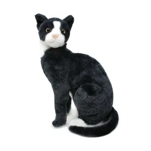 Tuxedo Cat Stuffed Animal Plush Black & White Kitten 14 in. Polyester Fabric - Picture 1 of 6