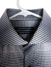 Hammer Made Italian Dress Shirt Black & White Optical Design Lightweight 42/16.5
