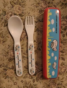 Japan Airlines Kinder Utensilien Set Gabel Löffel mit Koffer.  - Bild 1 von 5