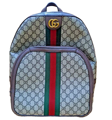 GUCCI Ophidia GG Supreme Mochila Mediana Mochila 547967 9U8BT Lona Cuero Foto 1 de 4