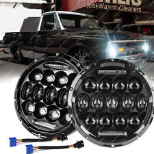 For Chevy C10/20/30 Pickup LUV Nova Vega 2PCS 7" Round LED Headlight Hi-Lo Beam