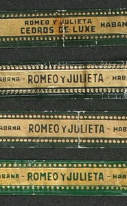 130BtN-4 VITOLAS Antiguas-4 Olds Cigars Bands ROMEO Y JULIETA CEDROS DE LUXE - Imagen 1 de 3