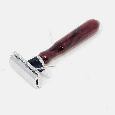 Безопасная бритва ручной работы токарный станок для глубокого красного/винного акрила - Изображение 1 из 3