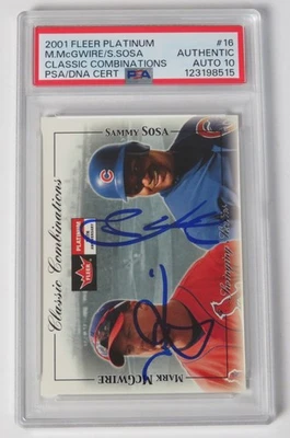 MARK McGWIRE SAMMY SOSA Signed Autograph 2001 Fleer CC Card # 16  PSA 10 Auto - Image 1 of 4