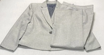 Evan Picone Grey Lined One Button Wide Leg High Rise Pant Suit Women’s 14P - Image 1 of 4