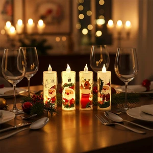 4 pièces bougies LED de Noël lumières Père Noël bougie sans flamme batterie lampe à thé - Photo 1/10