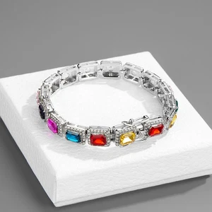 Bunte Strasssteine schillernd Miami Kuba Kubanische Halskette 18" Hip Hop AAA + 9,5 MM - Bild 1 von 13