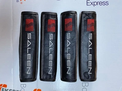 Seat Belt Shoulder Pads Mustang Saleen Genuine leather black 4pcs - Image 1 of 4