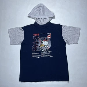 Vintage 90's PEANUTS Cleveland Indians The Pitch Graphic Tee Shirt hoodie Large - Picture 1 of 7