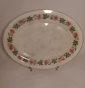 Floral ovale Platte Teller mit Goldrand - Bild 1 von 5