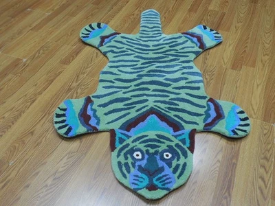 Tibetan Tiger Bengal Rug Shape Handmade Kids Boho Rug Aesthetic Rug 3x5 Ft - Image 1 of 4