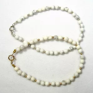 Lyn's Jewelry White Howlite 7", 7.5" or 8" Bracelet Silver or Gold - Picture 1 of 7