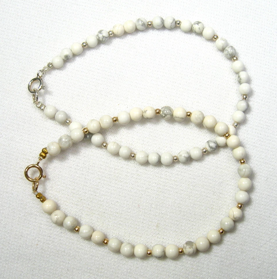 Lyn's Jewelry White Howlite 7", 7.5" or 8" Bracelet Silver or Gold - Image 1 of 1
