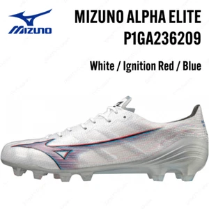 ”NEW” MIZUNO Alpha α ELITE P1GA236209 White/Ignition Red/Blue Soccer Cleats - Picture 1 of 7