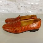 Ralph Lauren Shoes Womens Leather 7 Brown Slip On Loafer Crocodile Wide RARE Vtg