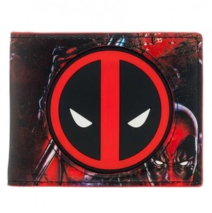 BILLETERA OFICIAL MARVEL COMICS DEADPOOL SÍMBOLO DE GOMA CON IMPRESIÓN CARA DE PRIMER PLANO - Imagen 1 de 3