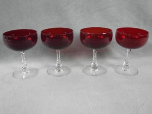 Juego de 4 copas de Sherbet Fostoria Fascination rojo rubí champán vintage en muy buena condición - Imagen 1 de 5