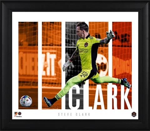 Steve Clark Houston Dynamo Framed 15" x 17" Player Panel Collage Cover