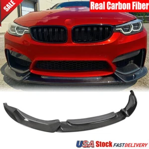 Fit For 2015-20 BMW F80 M3 F82 F83 M4 Real Carbon Fiber Front Bumper Lip Spoiler - Picture 1 of 12