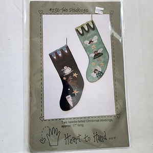 Heart To Hand Two Stockings 250 Needle Felted Applique To Make - Picture 1 of 4