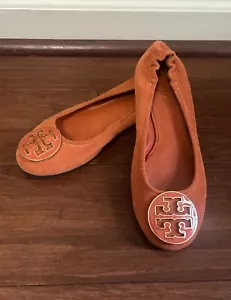 Tory Burch Reva Ballerinas Größe 5,5 orange Wildleder Leder Slipper Schuhe Luxus - Bild 1 von 8