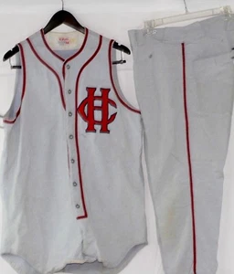 1950's/60's Hanover College Game Worn Baseball Flannel Jersey w/ 2 Pair of Pants - Picture 1 of 10