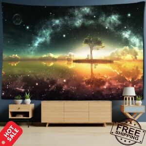 Starry Sky Psychedelic Tapestry Art Mandala Golden Sunset Wall Hanging Blanket