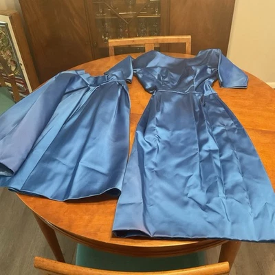 1950s-60s Lorrie Deb Vintage Dress & Skirt, Blue, 3/4 Sleeve, Taffeta, XS - Image 1 of 4