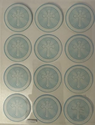 Pegatinas CÍRCULO AZUL (12 piezas) sello sobre•religioso •Iglesia•Fabricación de tarjetas• Foto 1 de 4