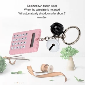 Cute Bell Cookie Style 8 Digits Electronic Portable Calculator Keychain Candy CB - Afbeelding 1 van 15